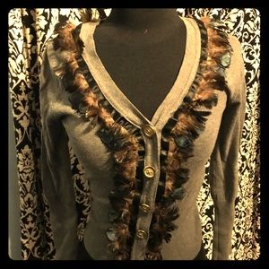 Fun, Adorable Feather Accented cardigan